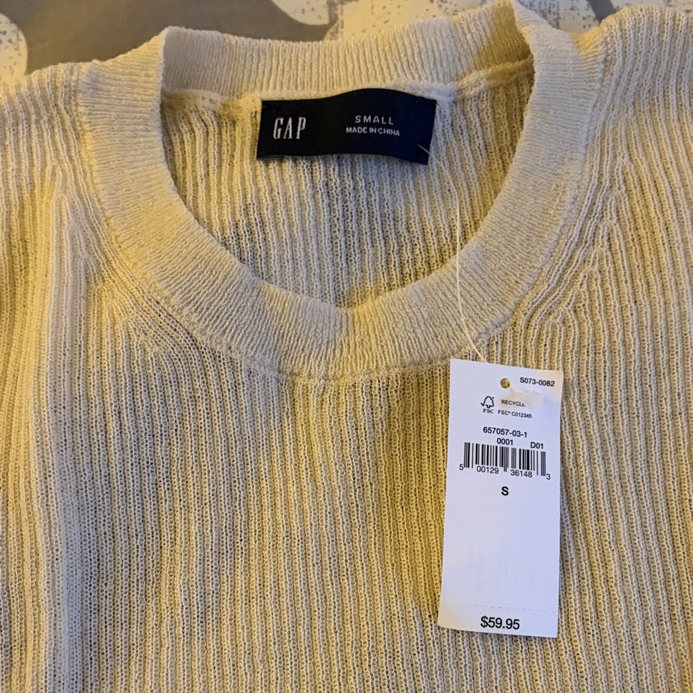 GAP Women's Cream/Bone Sheer Crew Neck Sweater - Picture 2 of 5